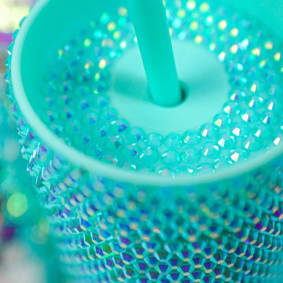 Turquoise Rhinestone Straw Cup - Picture 6 of 9